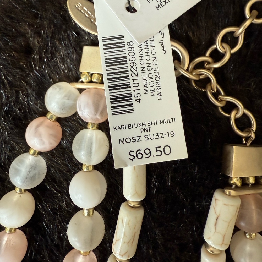 Chico's Peach and Cream Multi-Strand Necklace with Pendant - Picture 4 of 4